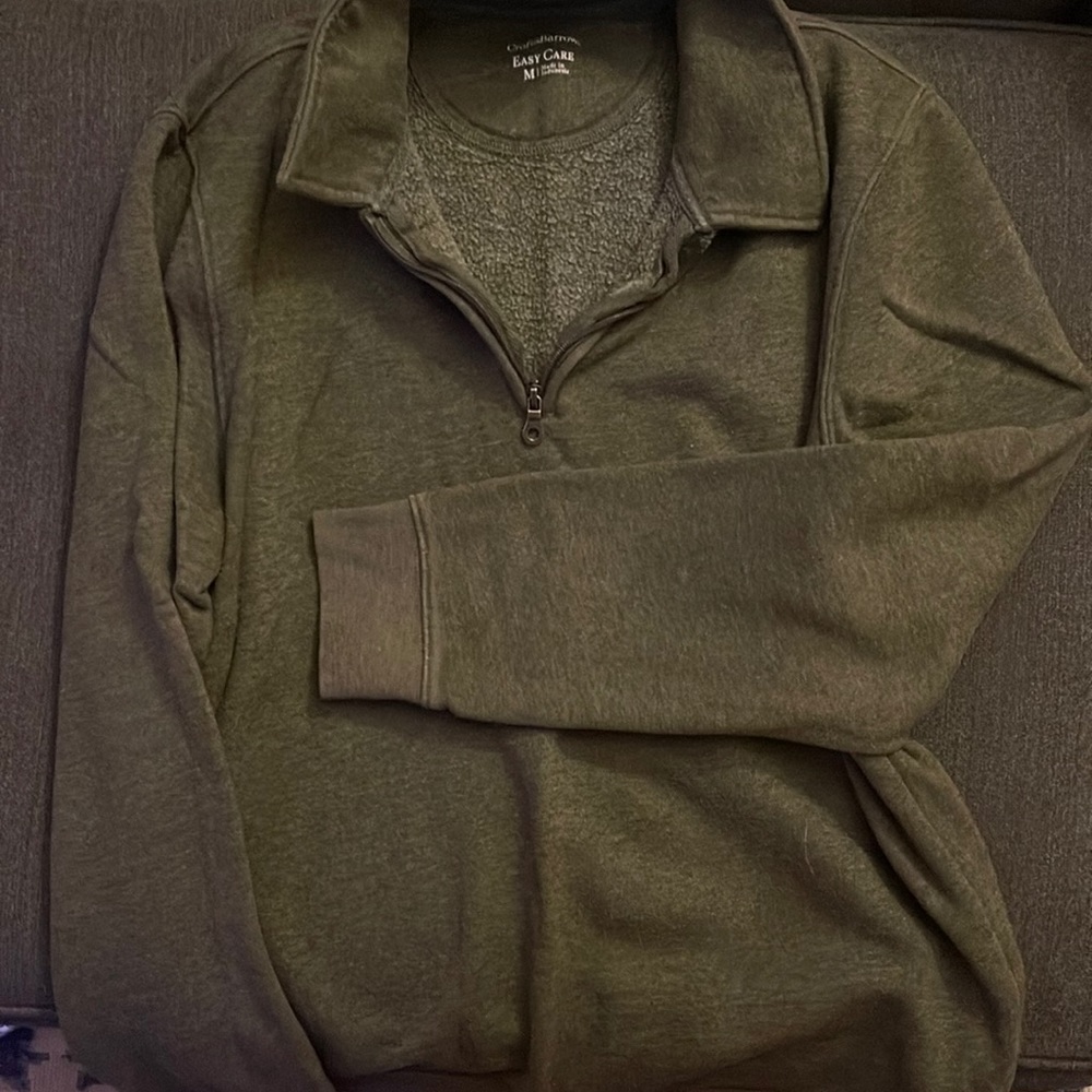 Army green 1/4 zip sweatshirt